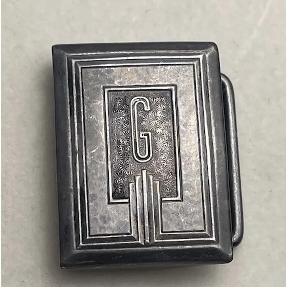 Vintage Hickok Belt Buckle G Hickok Plate Silver Tonen 1